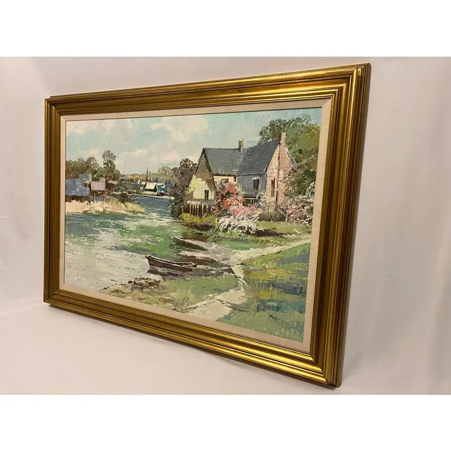 Ming Feng Original Landscape Oil Painting on Canvas 43"- Untitled, Framed
