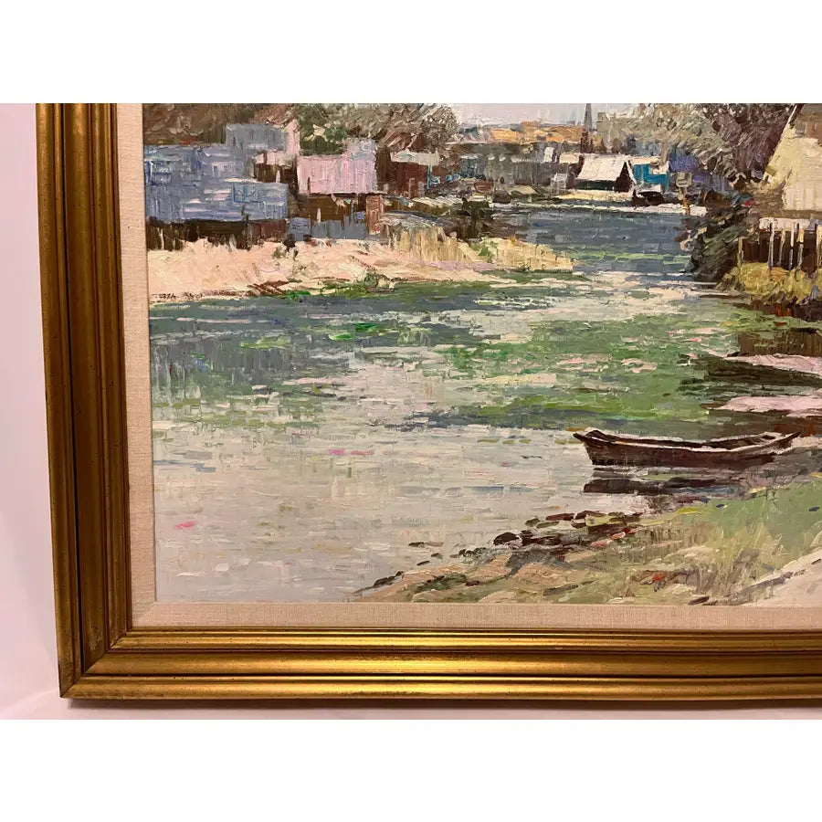 Ming Feng Original Landscape Oil Painting on Canvas 43"- Untitled, Framed
