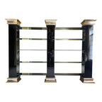 Monumental Black and Chrome Mirrored Glass Shelving or Display Wall Unit
