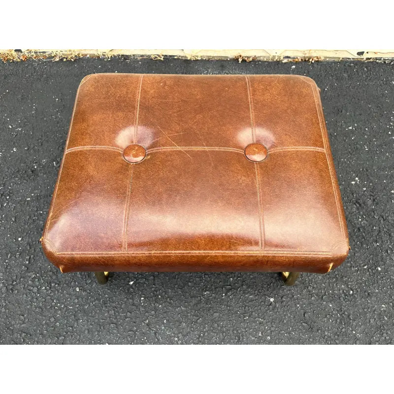 Pearl Wick Leg Lounger- 1960s Adjustable Vinyl Footstool