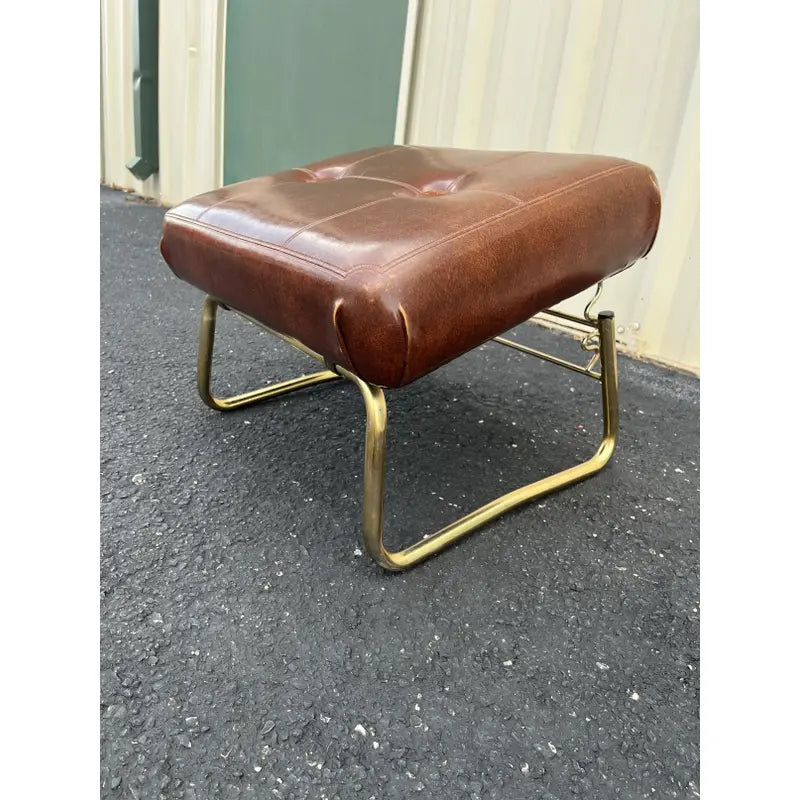 Pearl Wick Leg Lounger- 1960s Adjustable Vinyl Footstool