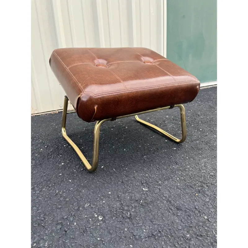 Pearl Wick Leg Lounger- 1960s Adjustable Vinyl Footstool