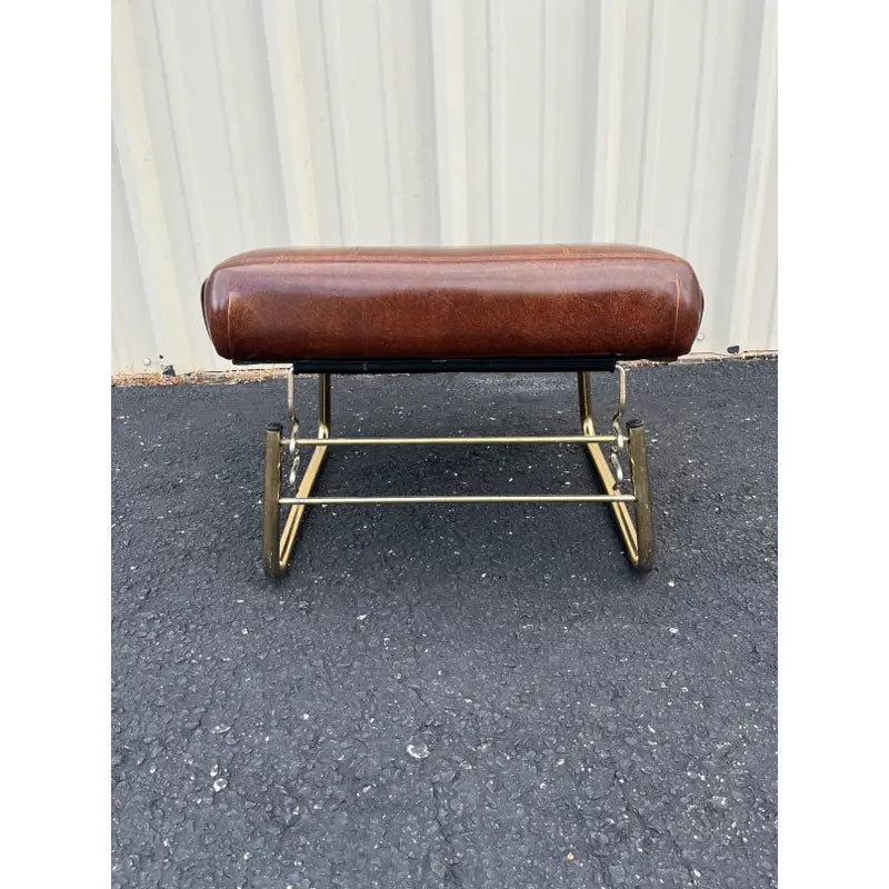 Pearl Wick Leg Lounger- 1960s Adjustable Vinyl Footstool