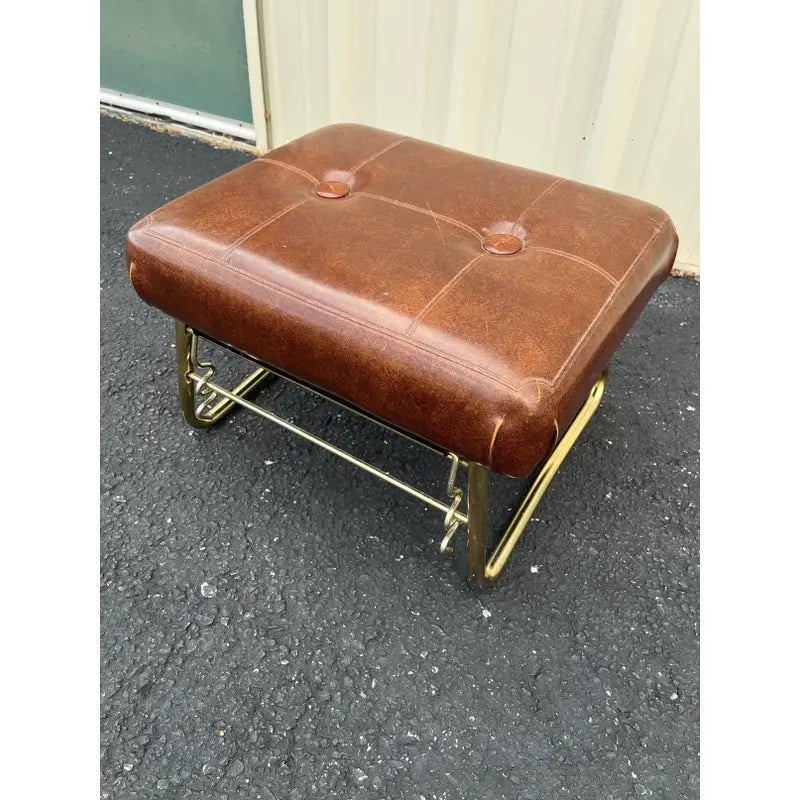 Pearl Wick Leg Lounger- 1960s Adjustable Vinyl Footstool