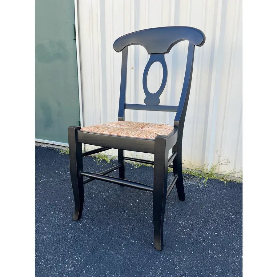 Pottery Barn Napoleon Black Rush Seat Modern Dining Chairs- Set of 4