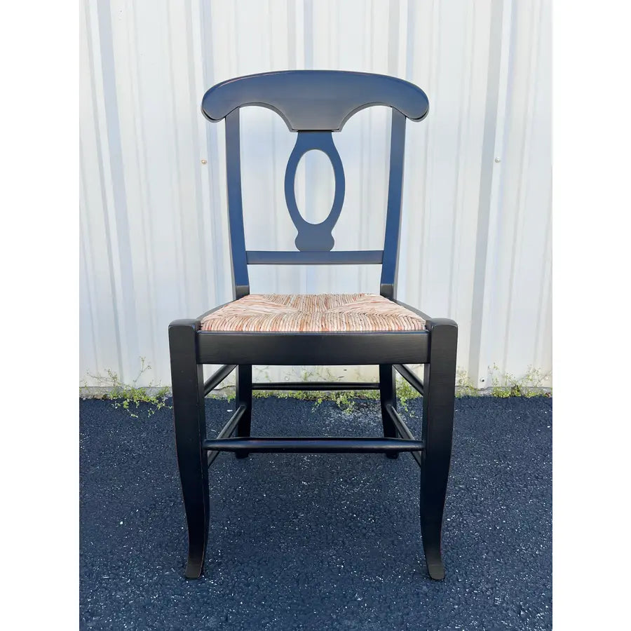 Pottery Barn Napoleon Black Rush Seat Modern Dining Chairs- Set of 4
