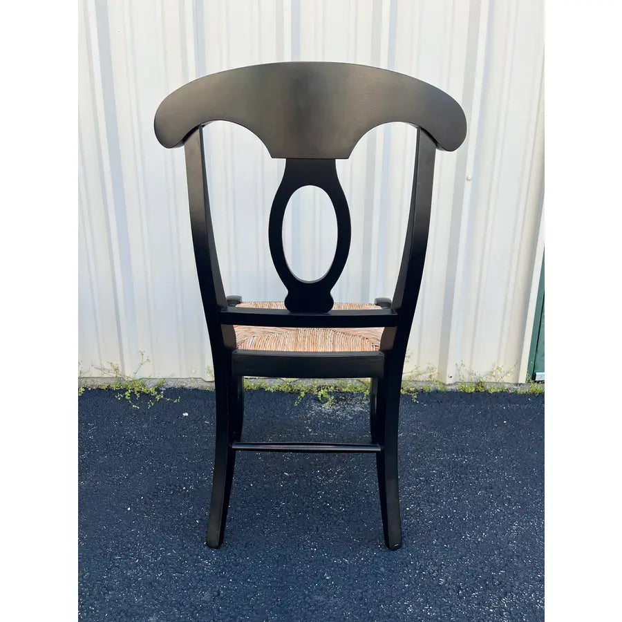 Pottery Barn Napoleon Black Rush Seat Modern Dining Chairs- Set of 4
