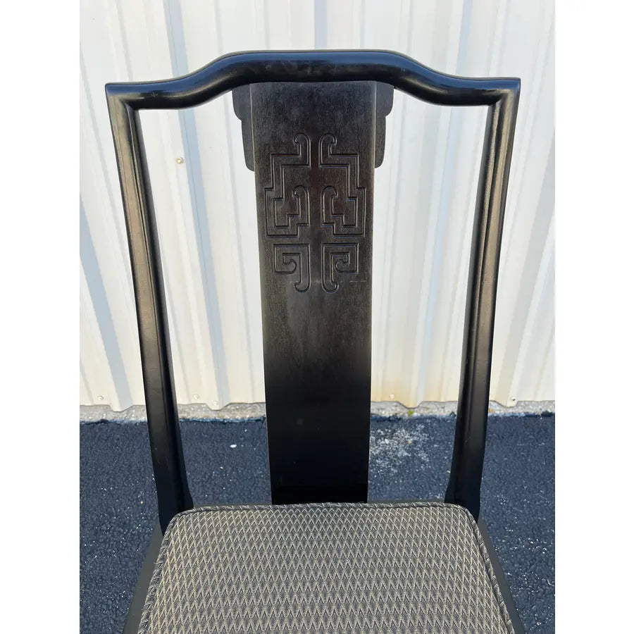 Raymond Sobota for Century- Black Lacquer and Burlwood Dining Table and Chairs- Set of 5