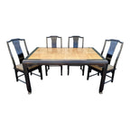 Raymond Sobota for Century- Black Lacquer and Burlwood Dining Table and Chairs- Set of 5