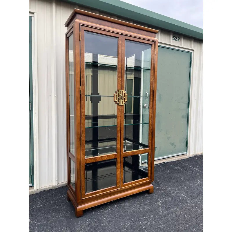 Raymond Sobota for Century Chin Hua Burlwood Illuminated Display Cabinet