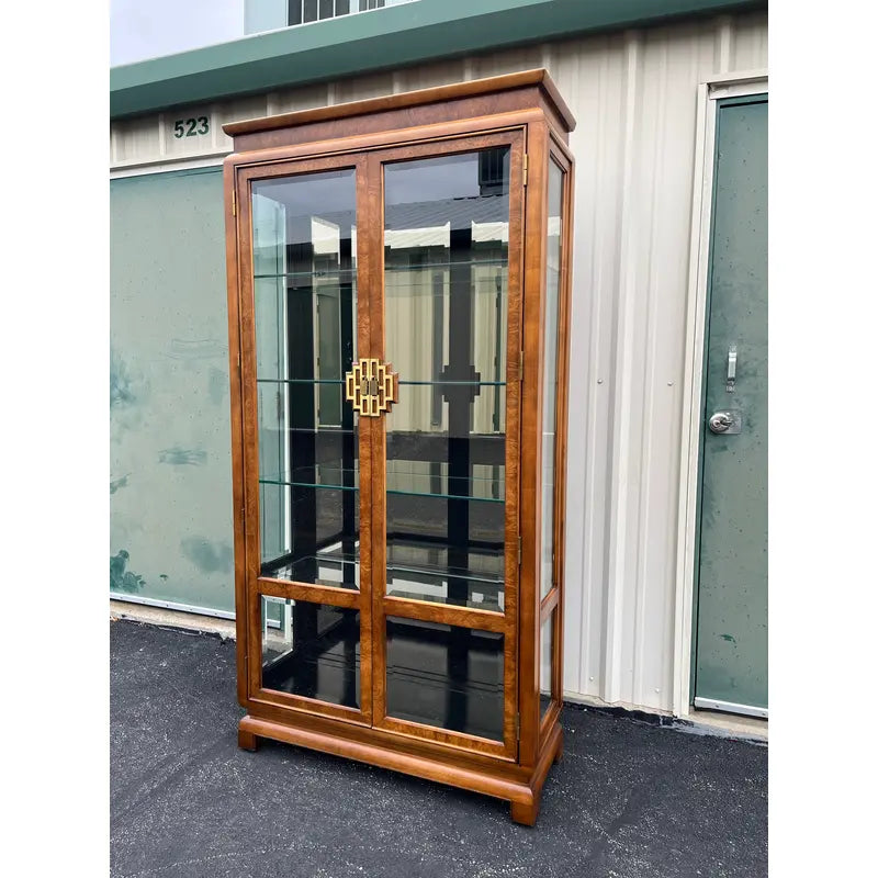 Raymond Sobota for Century Chin Hua Burlwood Illuminated Display Cabinet