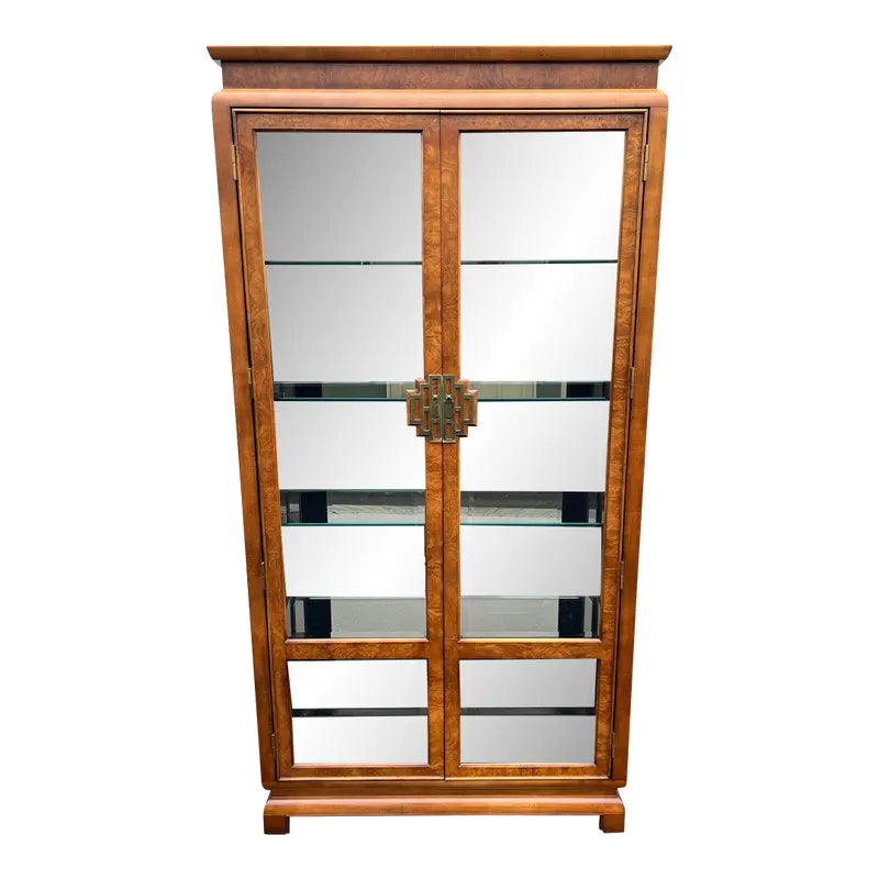 Raymond Sobota for Century Chin Hua Burlwood Illuminated Display Cabinet