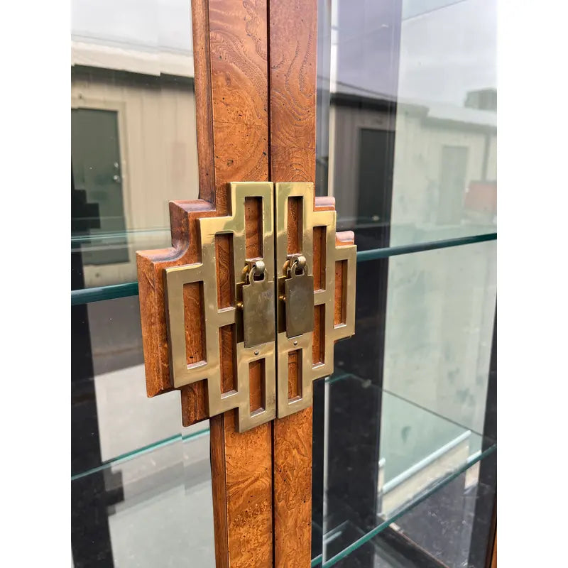 Raymond Sobota for Century Chin Hua Burlwood Illuminated Display Cabinet