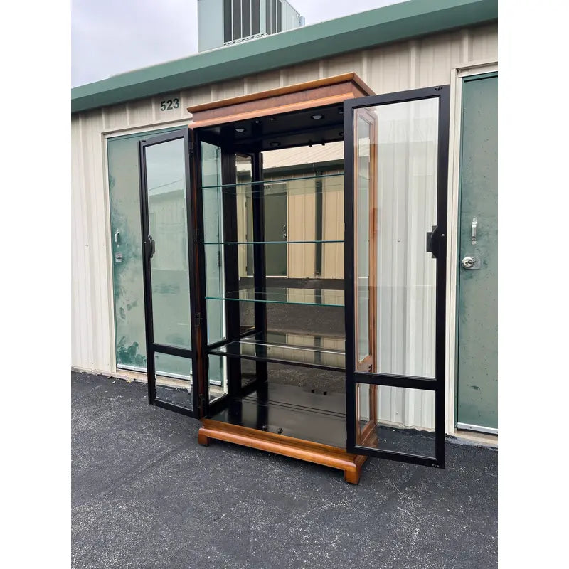 Raymond Sobota for Century Chin Hua Burlwood Illuminated Display Cabinet