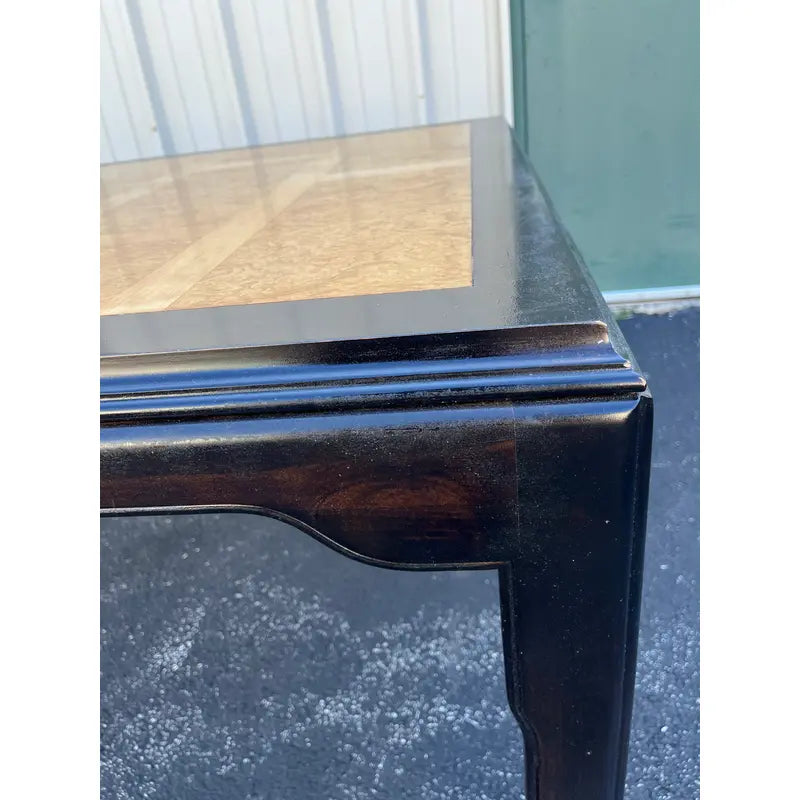 Raymond Sobota for Century Chinoiserie Black Lacquer and Burlwood Dining Table