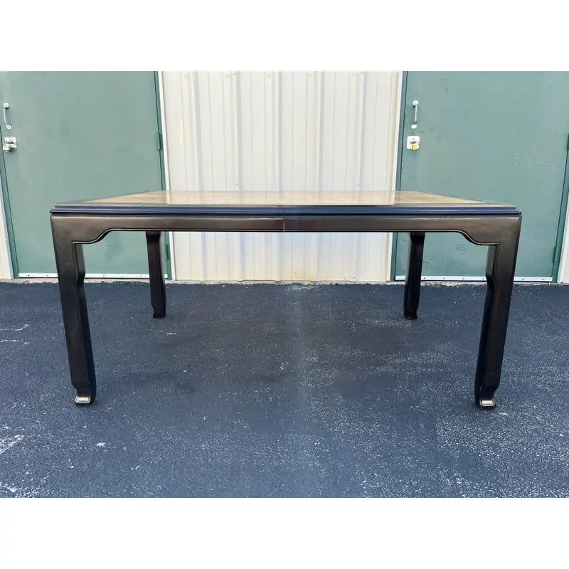 Raymond Sobota for Century Chinoiserie Black Lacquer and Burlwood Dining Table