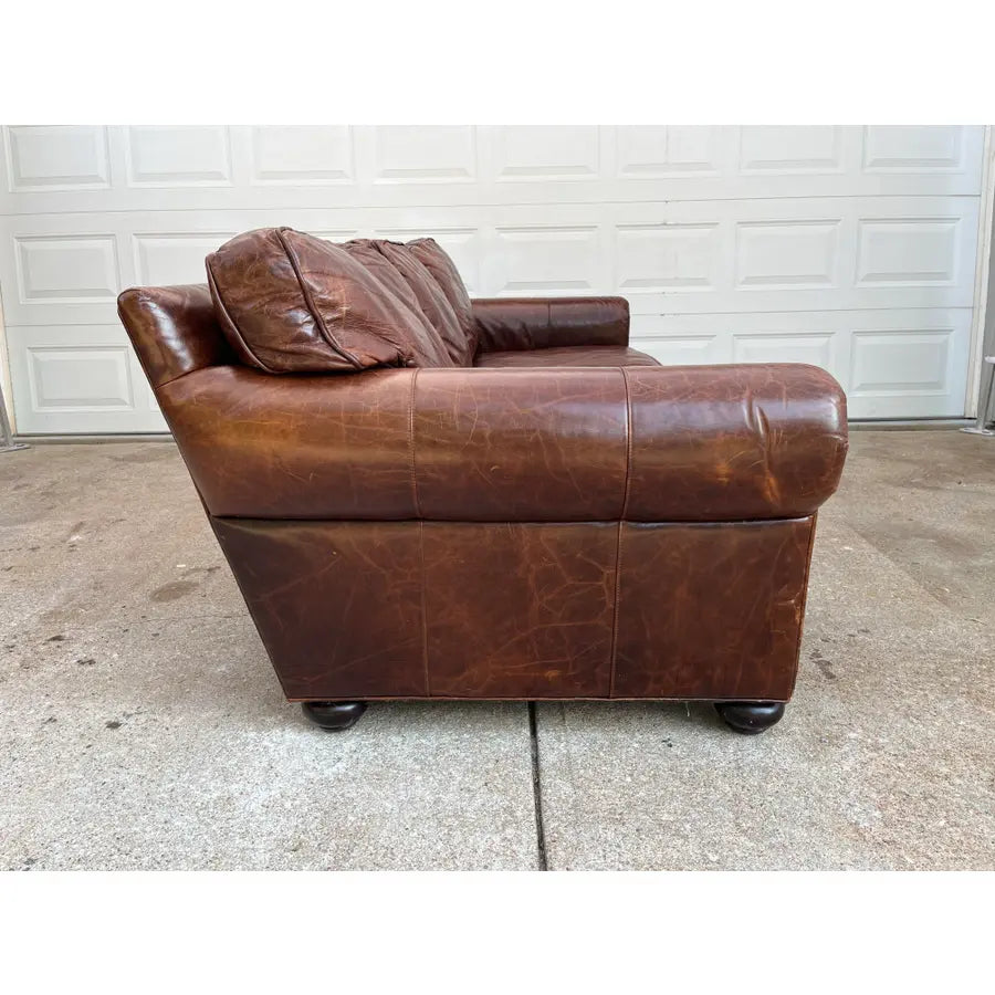 Restoration Hardware Lancaster Down Leather Sofa in Italian Brompton Cocoa