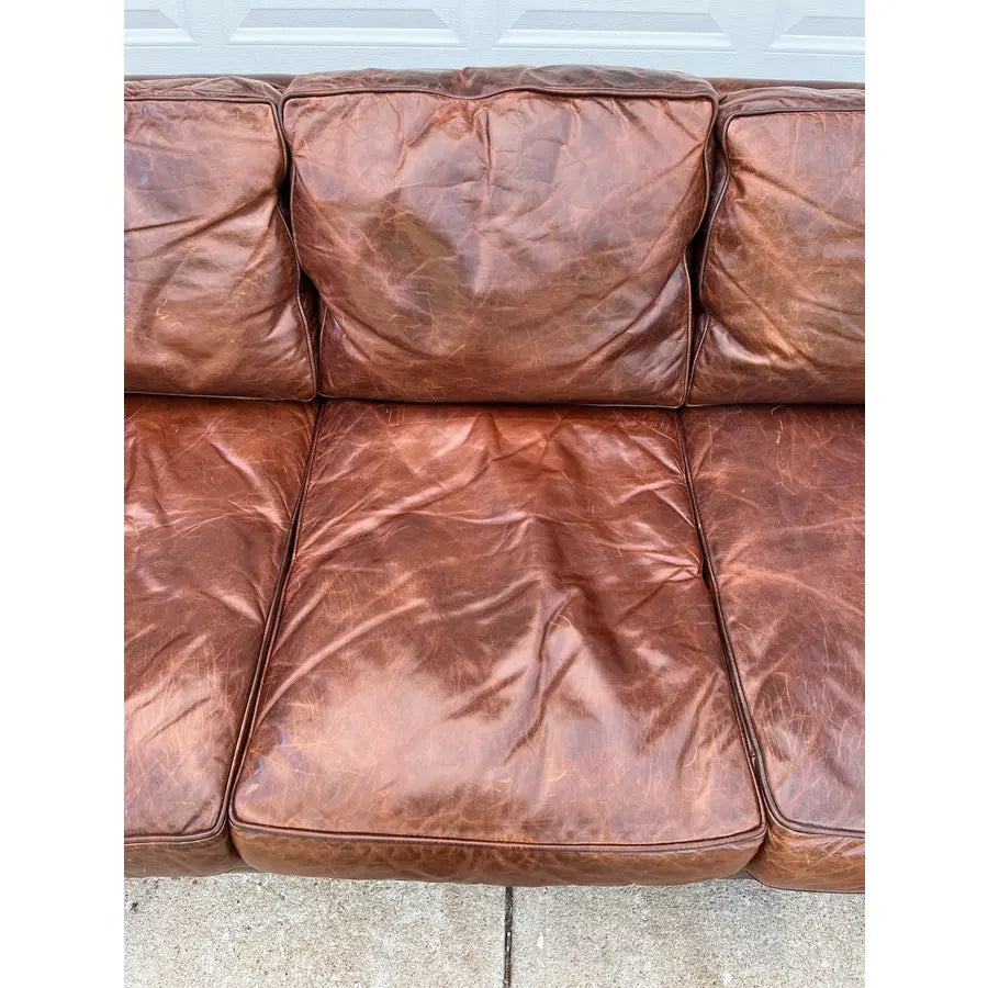 Restoration Hardware Lancaster Down Leather Sofa in Italian Brompton Cocoa