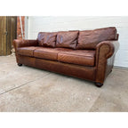 Restoration Hardware Lancaster Down Leather Sofa in Italian Brompton Cocoa