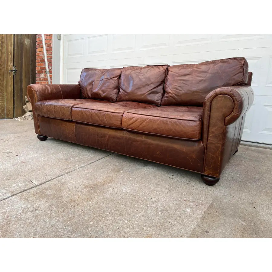 Restoration Hardware Lancaster Down Leather Sofa in Italian Brompton Cocoa