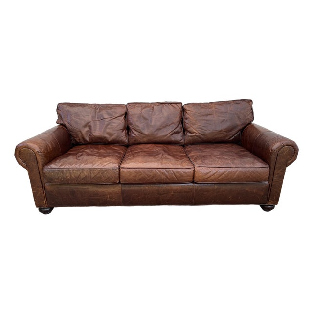 Restoration Hardware Lancaster Down Leather Sofa in Italian Brompton Cocoa