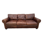 Restoration Hardware Lancaster Down Leather Sofa in Italian Brompton Cocoa