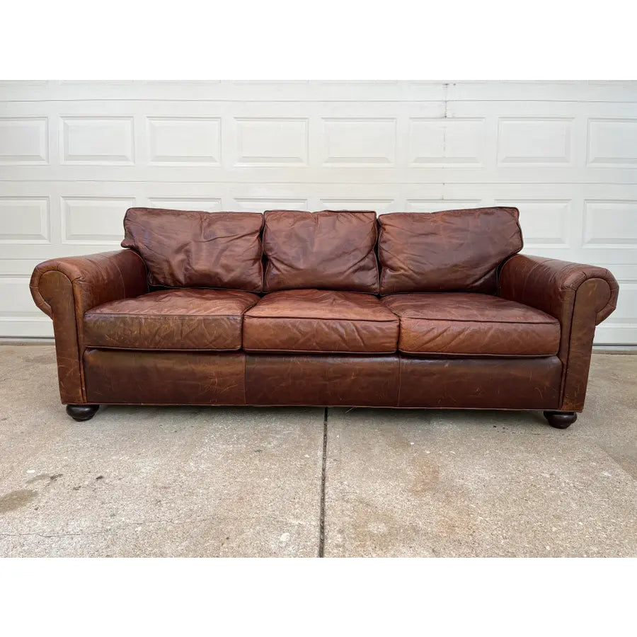 Restoration Hardware Lancaster Down Leather Sofa in Italian Brompton Cocoa