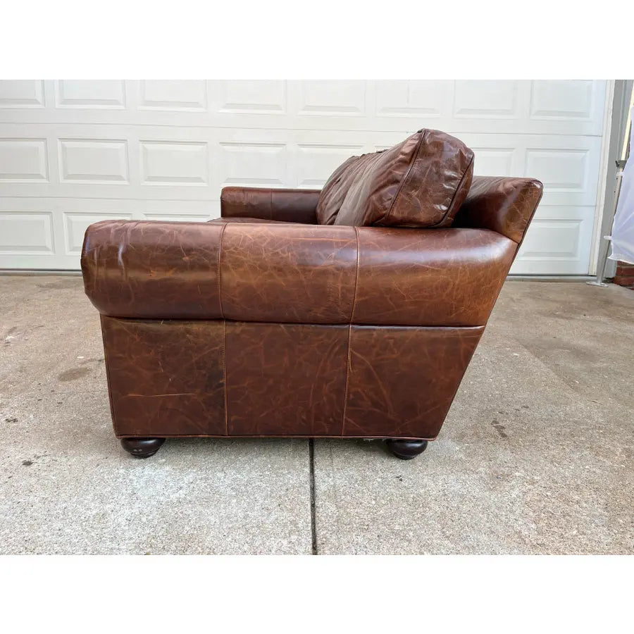 Restoration Hardware Lancaster Down Leather Sofa in Italian Brompton Cocoa