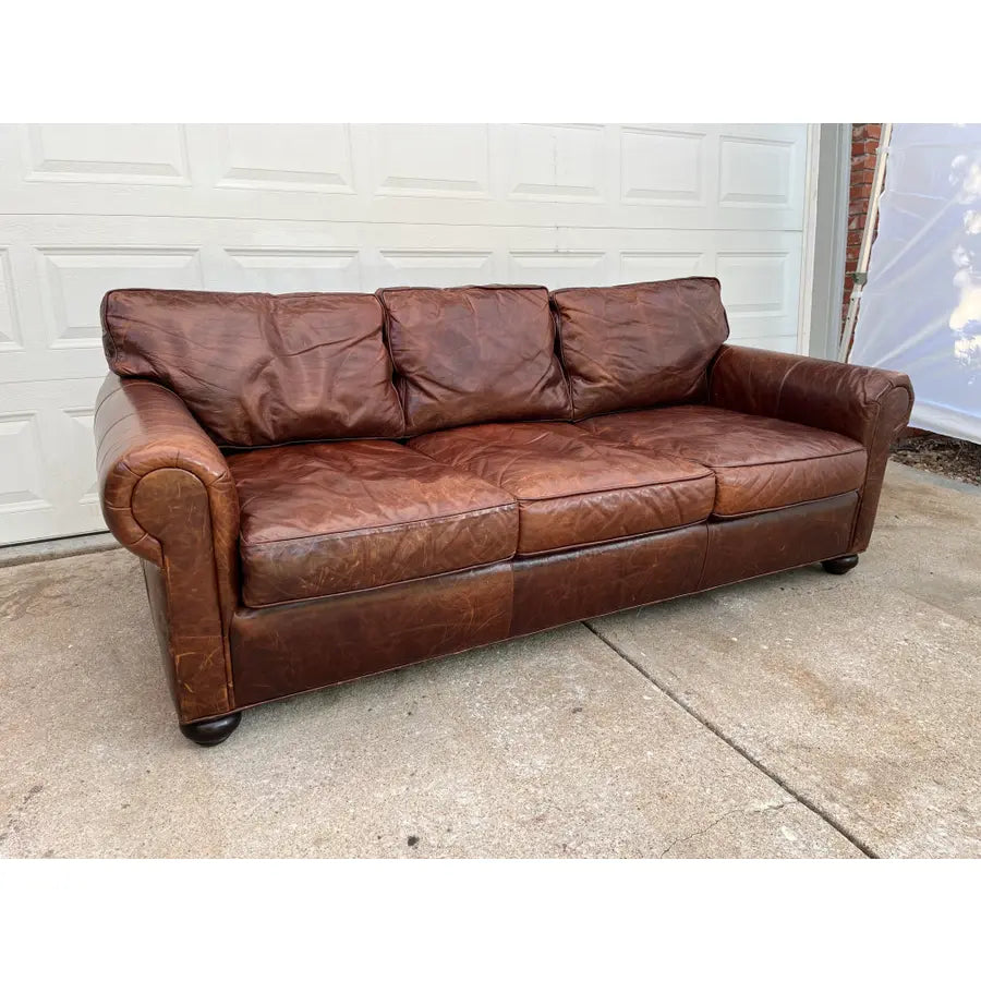 Restoration Hardware Lancaster Down Leather Sofa in Italian Brompton Cocoa