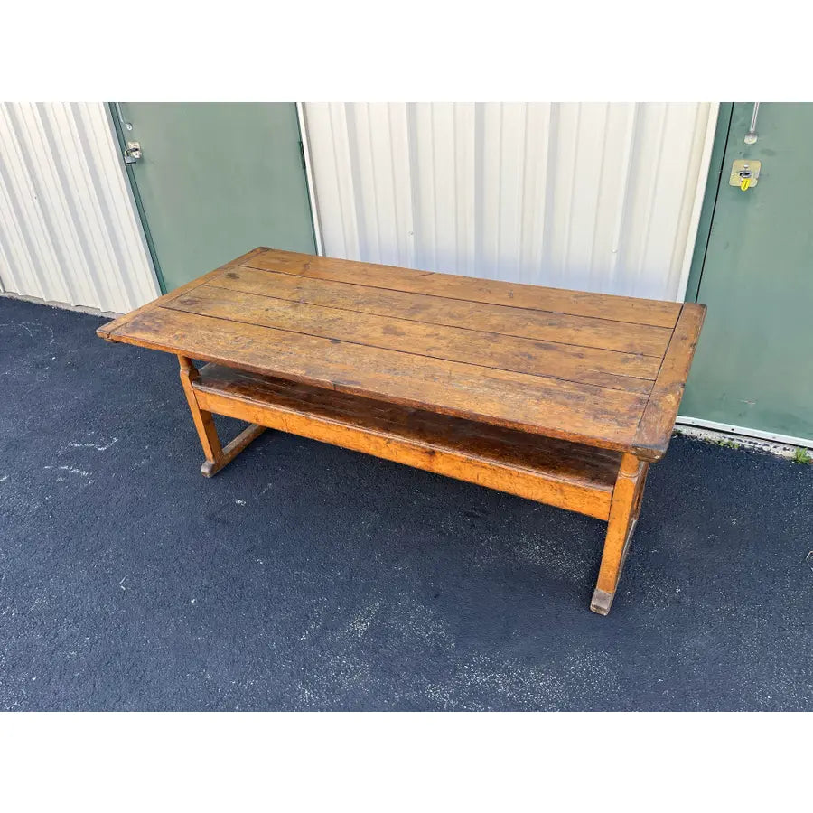 Rustic American Oak Farmhouse Hutch Table C. 1800-1820