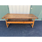 Rustic American Oak Farmhouse Hutch Table C. 1800-1820