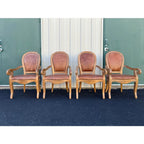 Rustic Farmhouse Leather Medallion Back Dining Chairs- Set of 4