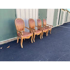 Rustic Farmhouse Leather Medallion Back Dining Chairs- Set of 4