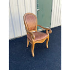 Rustic Farmhouse Leather Medallion Back Dining Chairs- Set of 4