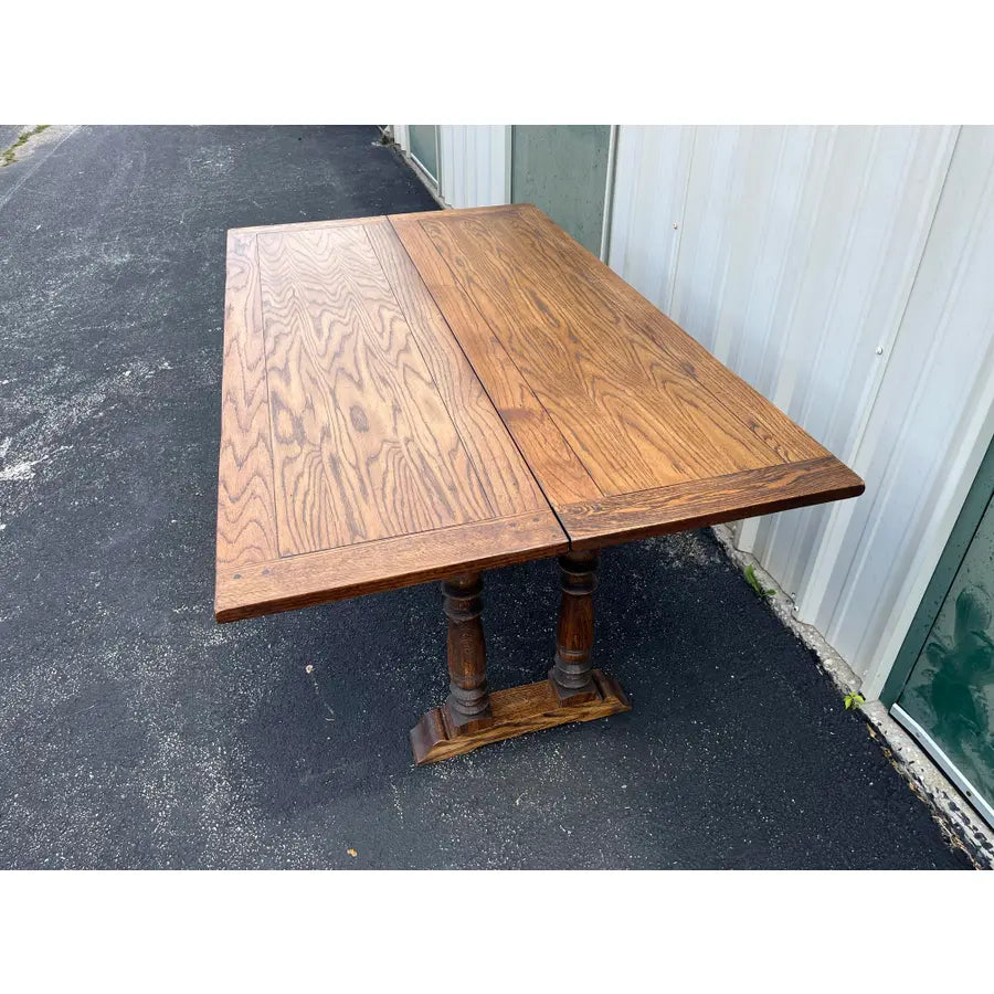 Rustic Tavern Oak Flip Top Dining Console Table