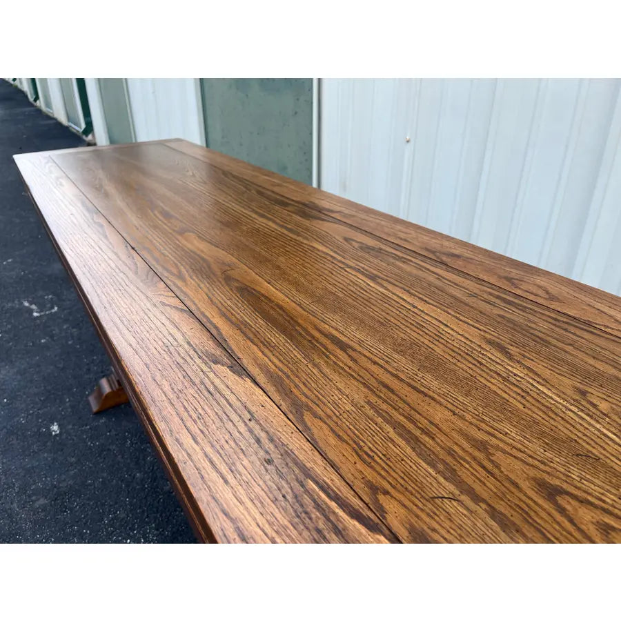 Rustic Tavern Oak Flip Top Dining Console Table