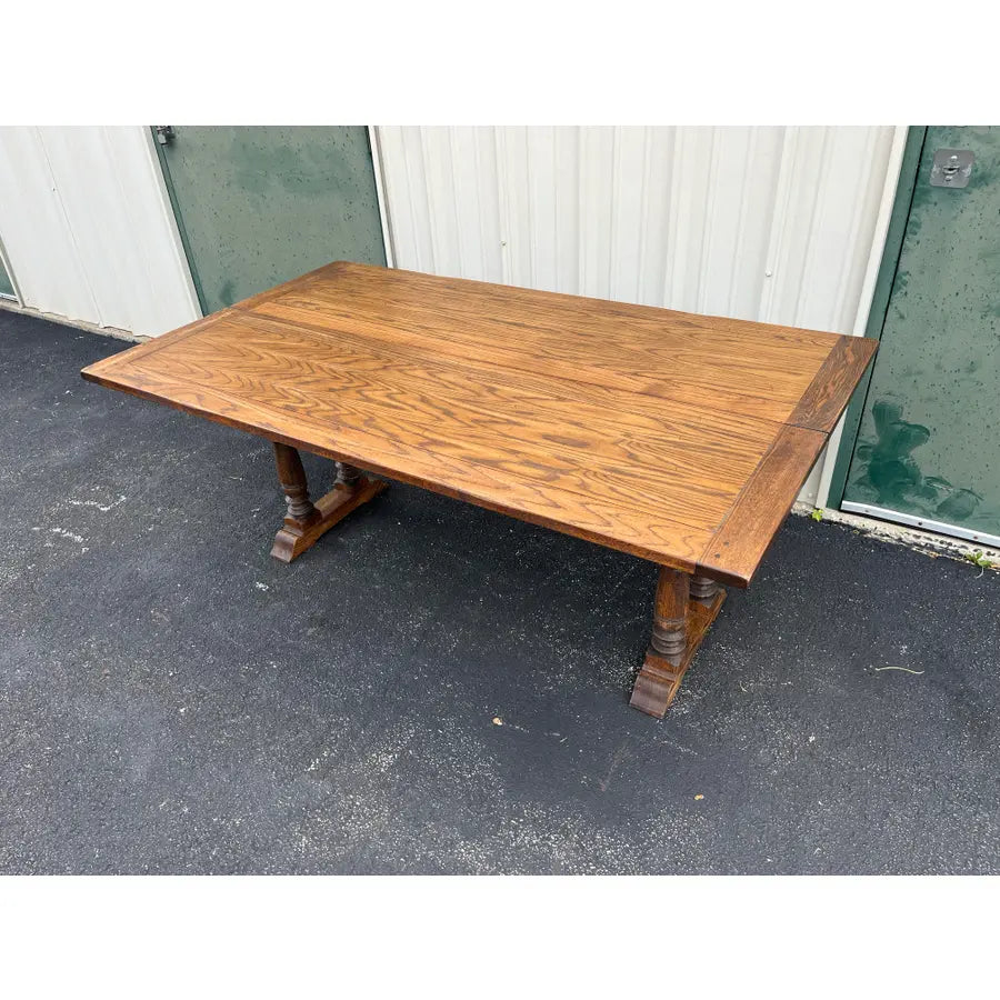 Rustic Tavern Oak Flip Top Dining Console Table