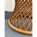 Sculptural Rattan Hourglass Dining Table- Glass Top