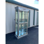 Silver Painted Mirrored 6-Shelf Illuminated Display or Curio Cabinet