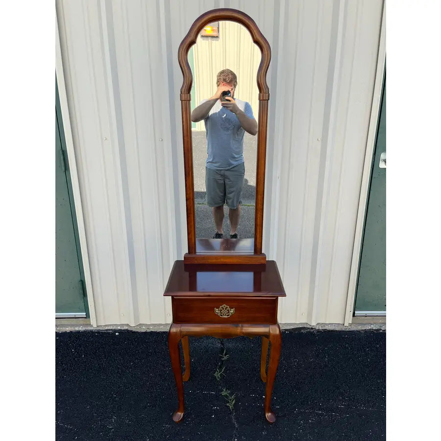 Single Drawer Cherry Entryway Console Table With Mirror