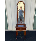 Single Drawer Cherry Entryway Console Table With Mirror