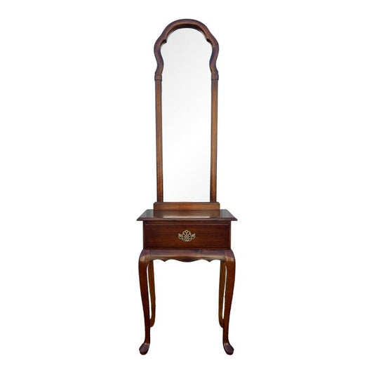 Single Drawer Cherry Entryway Console Table With Mirror