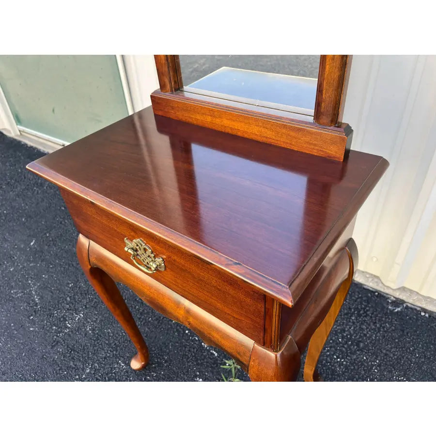 Single Drawer Cherry Entryway Console Table With Mirror