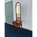 Single Drawer Cherry Entryway Console Table With Mirror