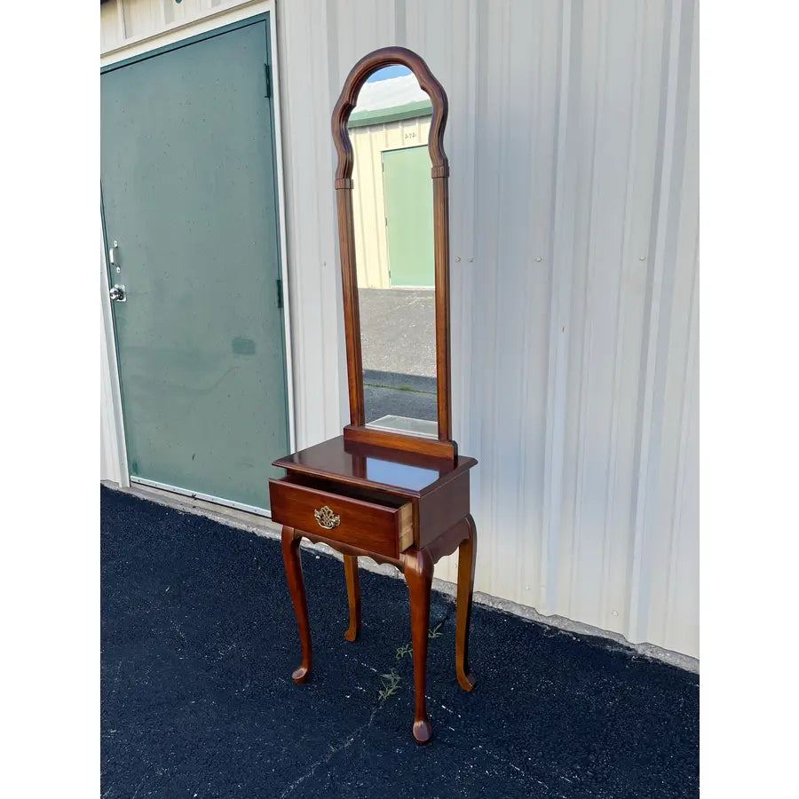 Single Drawer Cherry Entryway Console Table With Mirror