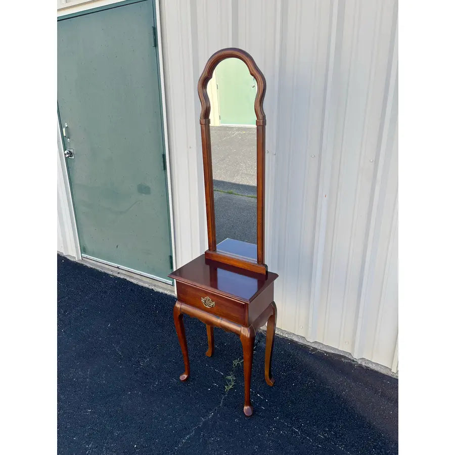Single Drawer Cherry Entryway Console Table With Mirror