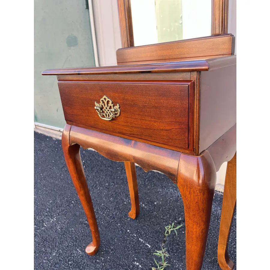 Single Drawer Cherry Entryway Console Table With Mirror