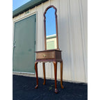 Single Drawer Cherry Entryway Console Table With Mirror