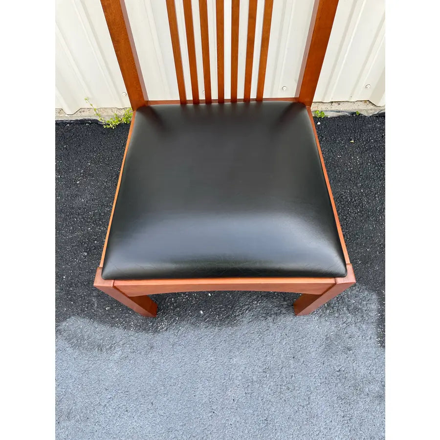 Stickley 21st Century Collection Cherry & Leather Mission Dining Chairs- Set of 6