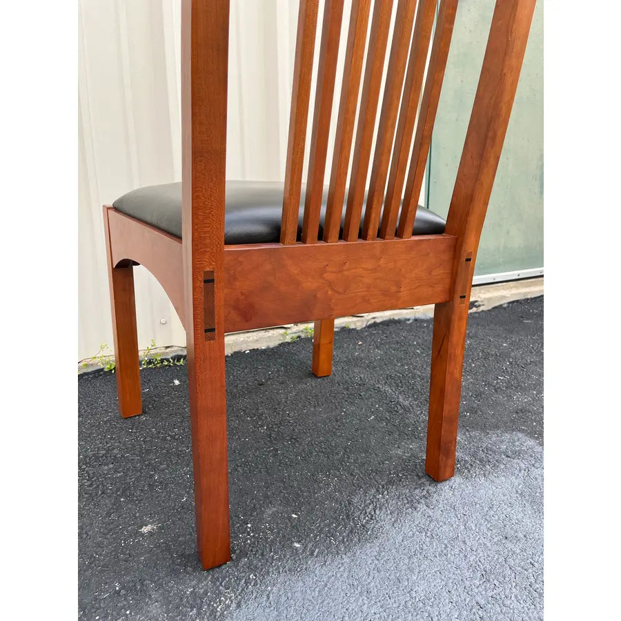 Stickley 21st Century Collection Cherry & Leather Mission Dining Chairs- Set of 6